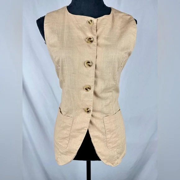 SHEIN Tan Button-Up Business Casual Vest - Picture 1 of 6